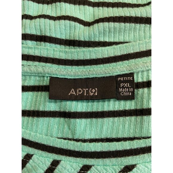 Apt 9 Asymmetrical Top PXL Striped Turquoise Black Short Sleeve Lightweight - Picture 3 of 7
